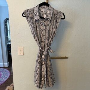 Frame Denim Snake Print Shirt Dress in Black and White